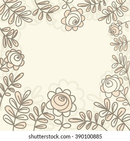 vector doodle floral ornament background with text space in the middle