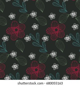 Vector doodle floral seamless pattern colorful