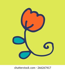 Vector doodle flower. Hand drawn simple design