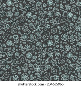 Vector doodle flower seamless pattern. Vector abstract flower background.