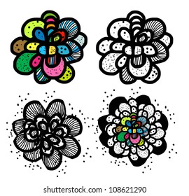 vector doodle flower set