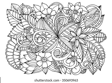 Floral Doodle Adult Coloring Book Page Stock Vector (Royalty Free ...