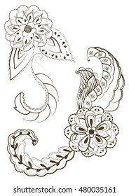 Vector doodle flowers in black and white