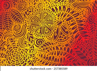 Vector doodle flowers in rainbow colors