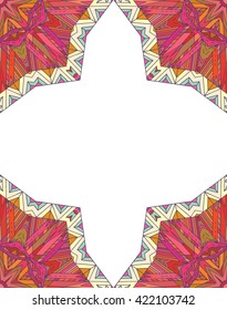 Vector doodle frame. Boho pattern of lines. Frame for greeting cards, invitations, banners, covers, and your design