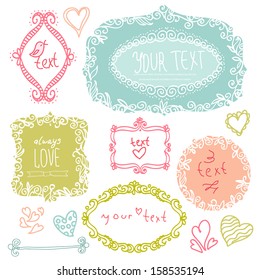 Vector doodle frame, colorful spring design element hand drawn