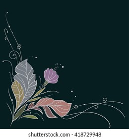 Vector doodle frame with feathers and flowers. Place for text. Clip art for design