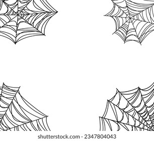 Vector doodle frame with Halloween cobweb