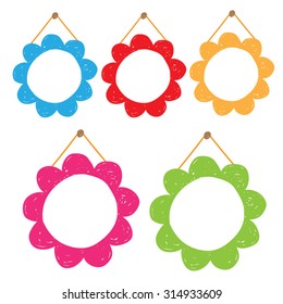 Vector doodle frame for text or photo, hanging on clothesline.