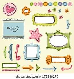 Vector doodle frames and elements.