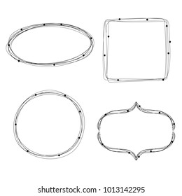 Vector doodle frames. Set of sketch frames for banner, text, card. Isolated pencil frames.