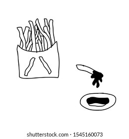 vector doodle french fries art