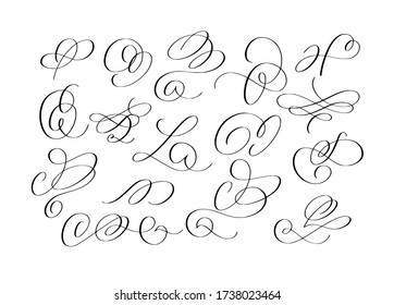 El doodle vectorial divertida calligrafía de pincel florece conjunto