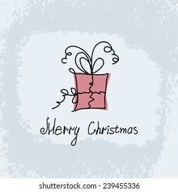 Vector doodle gift box icon illustration with color, hand drawn