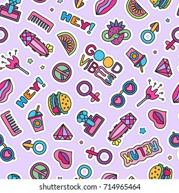 Vector Doodle Girly Party Seamless Pattern, Texture Or Background