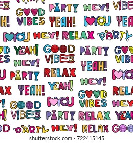 Vector doodle girly party seamless pattern, texture or background