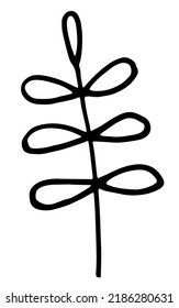 Vector doodle grass branch, berry, inflorescence, black and white drawing, sketch.