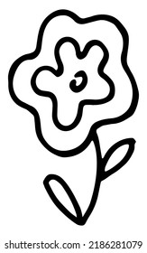Vector doodle grass branch, berry, inflorescence, black and white drawing, sketch.
