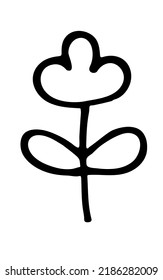 Vector doodle grass branch, berry, inflorescence, black and white drawing, sketch.