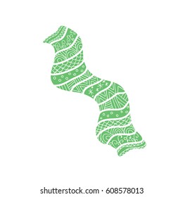 vector doodle green scarf illustration