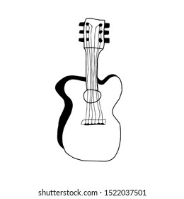 Vector doodle of a guitar that was placed idle and is not in use.