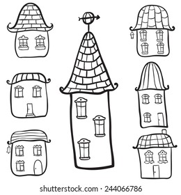 Vector doodle hand draw houses
