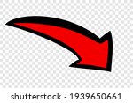 Vector Doodle Hand Draw Red Big Mark of Arrows, at Transparent Effect Background
