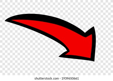 Vector Doodle Hand Draw Red Big Mark of Arrows, at Transparent Effect Background
