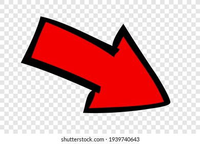 Vector Doodle Hand Draw Red Big Mark of Arrows, at Transparent Effect Background
