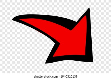 Vector Doodle Hand Draw Red Big Mark of Arrows, at Transparent Effect Background
