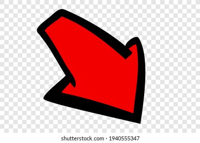 Vector Doodle Hand Draw Red Big Mark of Arrows, at Transparent Effect Background
