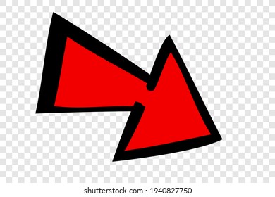 Vector Doodle Hand Draw Red Big Mark of Arrows, at Transparent Effect Background
