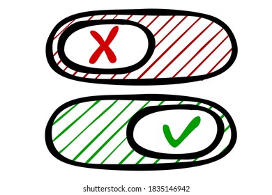 Vector Doodle Hand Draw Sketch on off oval Button or Switch
