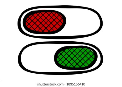 Vector Doodle Hand Draw Sketch on off oval Button or Switch
