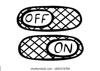 Vector Doodle Hand Draw Sketch on off oval Button or Switch
