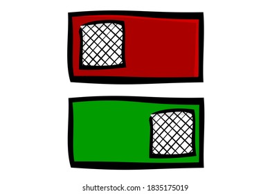 Dibujo de la mano del dispositivo vector en botón ovalado o interruptor

