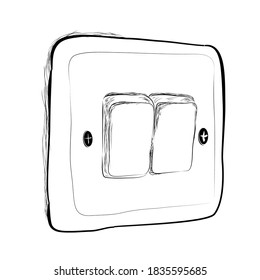 Vector Doodle Hand Draw Sketch on off Electricity Switch
