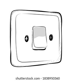 Esbozo de dibujo de la mano del dispositivo de doodle vectorial en el interruptor de electricidad desactivado
