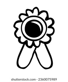 boceto de dibujo de mano de doodle vectorial, insignia con cinta
