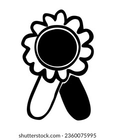 boceto de dibujo de mano de doodle vectorial, insignia con cinta
