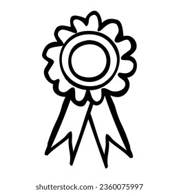 boceto de dibujo de mano de doodle vectorial, insignia con cinta
