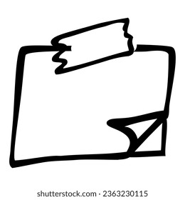 vector doodle hand draw sketch, blank note, isolated on white
