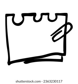 vector doodle hand draw sketch, blank note, isolated on white
