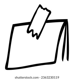 vector doodle hand draw sketch, blank note, isolated on white
