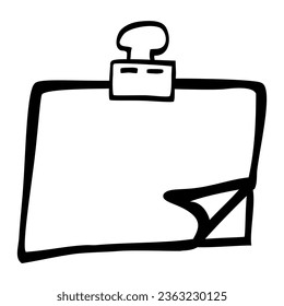 vector doodle hand draw sketch, blank note, isolated on white
