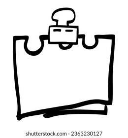 vector doodle hand draw sketch, blank note, isolated on white
