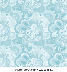 Vector doodle hand drawn abstract light blue seamless floral pattern. Can be used in packaging design, wedding invitations.