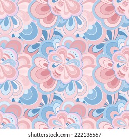 Vector doodle hand drawn abstract pastel seamless floral pattern. Can be used in packaging design, wedding invitations.