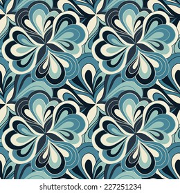 Vector doodle hand drawn abstract colorful seamless floral pattern