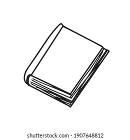 Vector doodle hand drawn book with many pages. Simple design element minimalistic hardcover book template read.